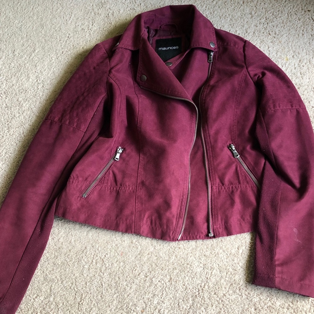 Like new, Berry Suede Moto Jacket